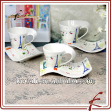 ceramic colorfull coffee cup and saucer set